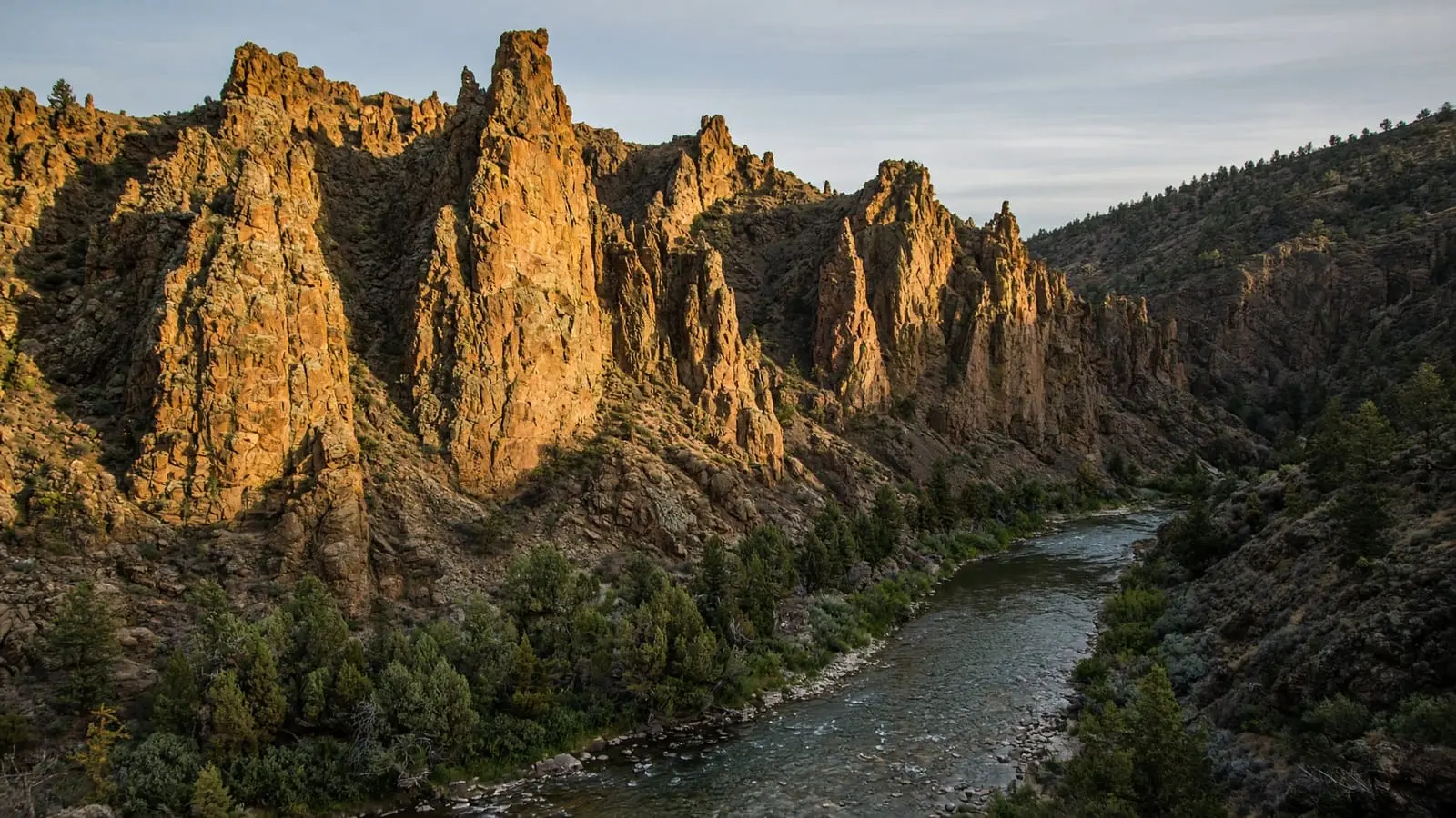 Smith Rock's spires above the Crooked River canyon
