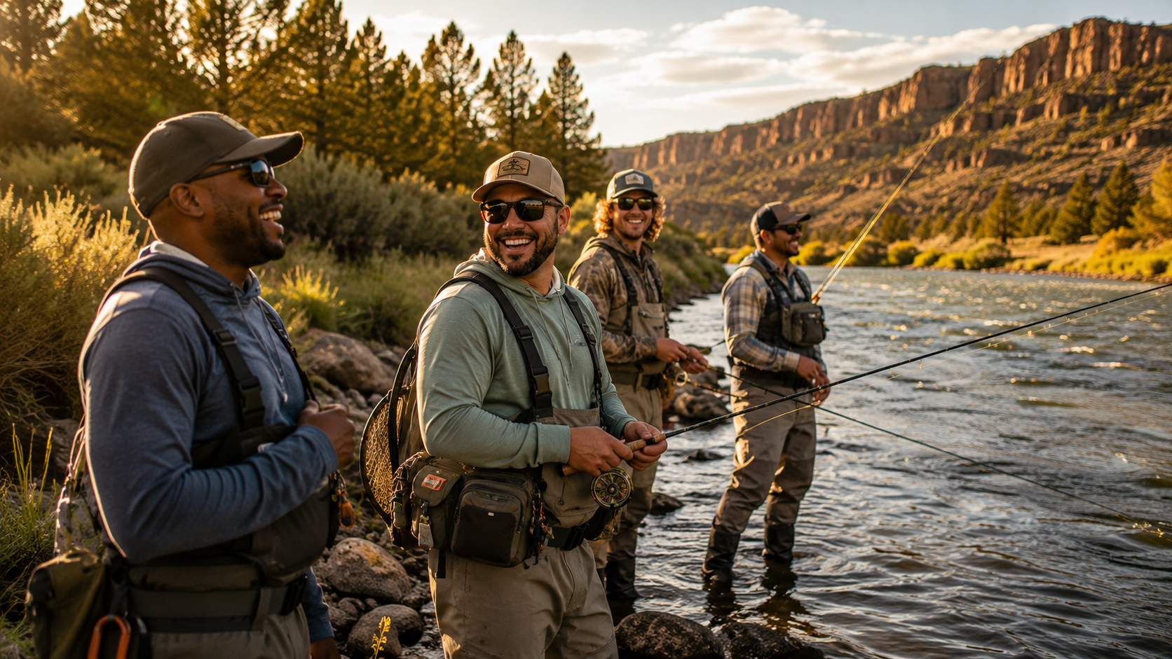 Recovery alumni fishing on the Deschutes River